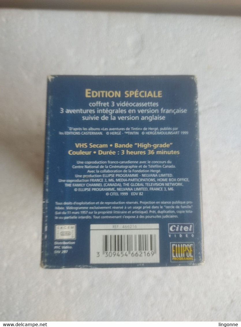 1999 TINTIN en AMERIQUE L'OREILLE CASSEE TINTIN et les PICAROS COFFRET de 3 VHS Secam EDITION SPECIALE