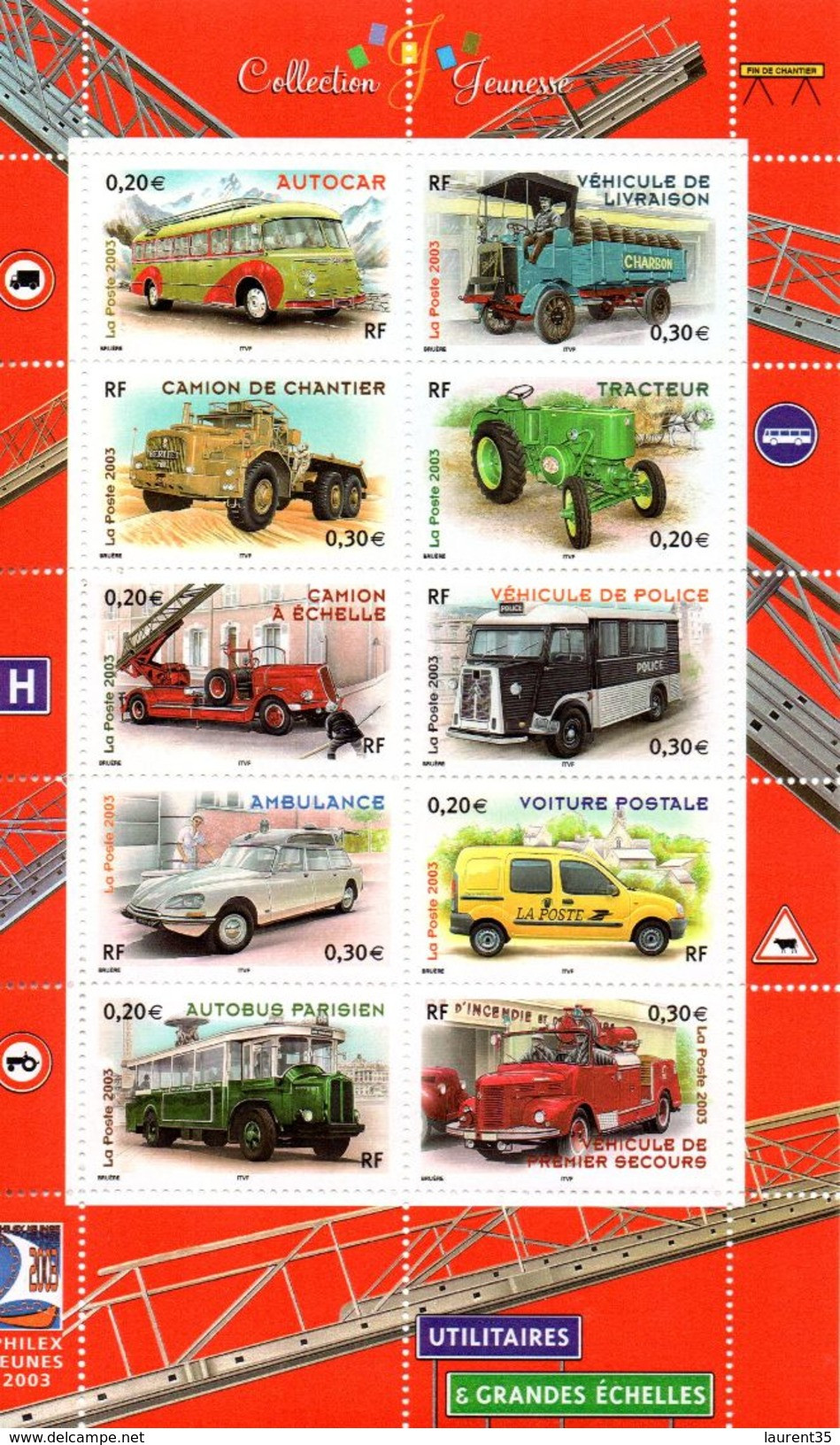 France.bloc No 63 De 2003.collection Jeunesse.vehicules Utilitaires Et Grandes Echelles.n**. - Nuevos