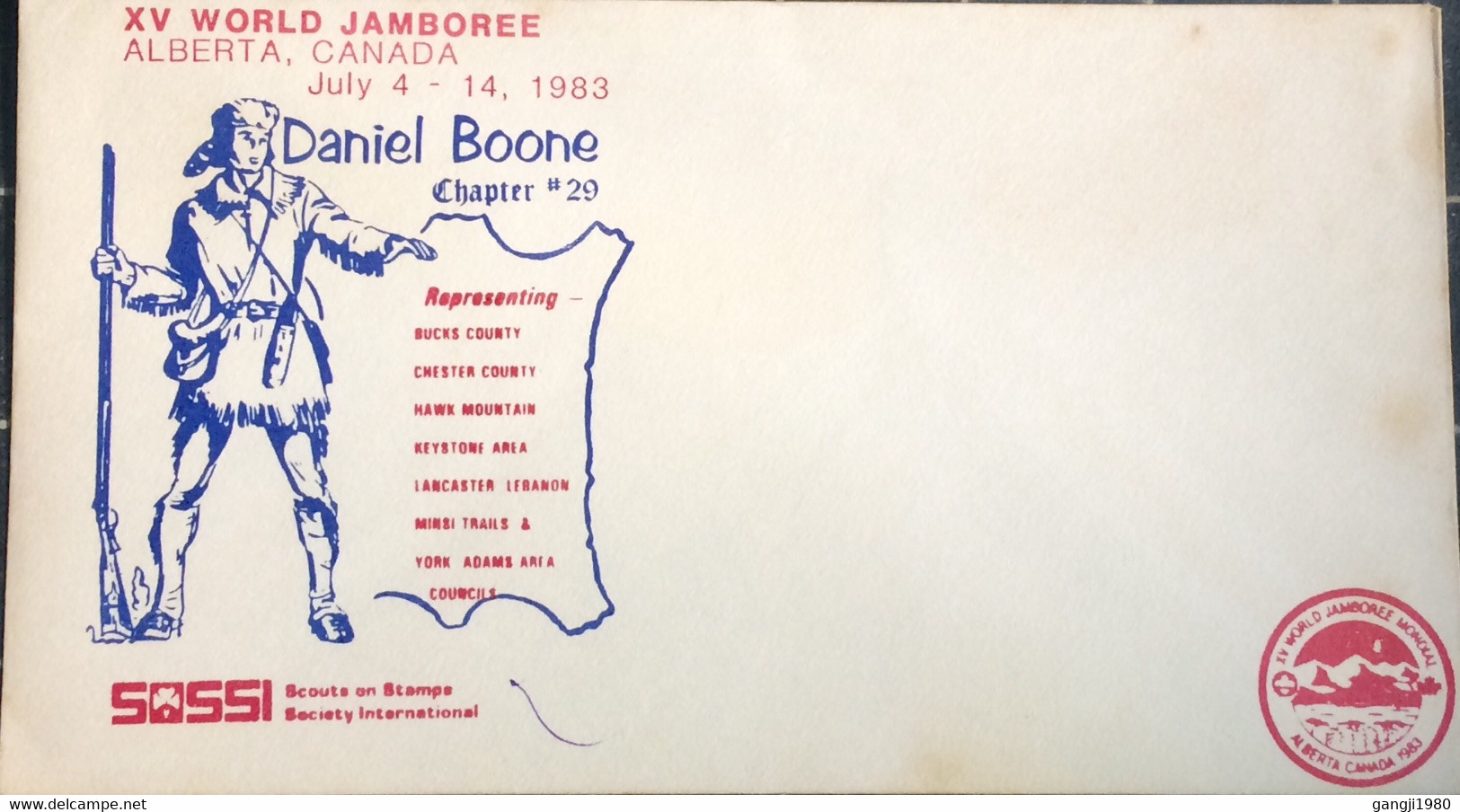 CANADA USA 1983, XV WORLD JAMBORI ALBERTA,COVER BY SCOUT ON STAMP SOCIETY, - Briefe U. Dokumente