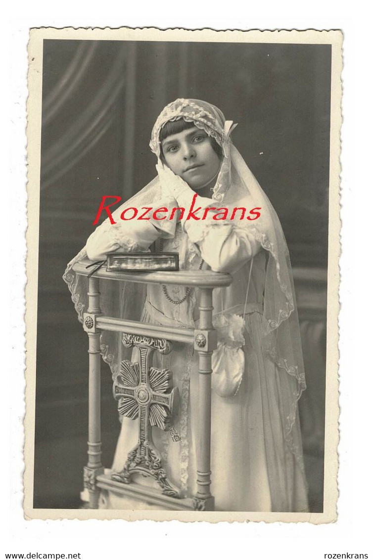 Girl Fille Enfant Child Foto Communie Communiefoto Photographe Old Photo Ancienne Studio Communion Photograpie - Ohne Zuordnung