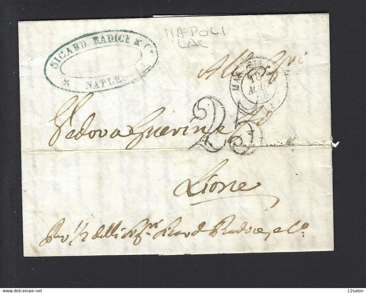 Lettre De Naples Posté à Marseille 1850 - Schiffspost