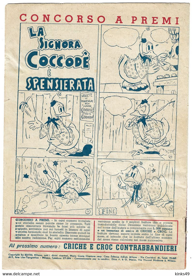 B237> Albi Di CRICHE E CROC - N° 55 Del 22 SETTEMBRE 1947 < Criche E Croc All'università > (Stanlio E Olio) - Premières éditions