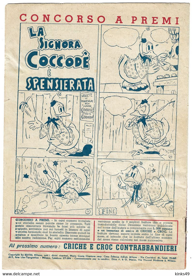 B237> Albi Di CRICHE E CROC - N° 55 Del 22 SETTEMBRE 1947 < Criche E Croc All'università > (Stanlio E Olio) - Eerste Uitgaves