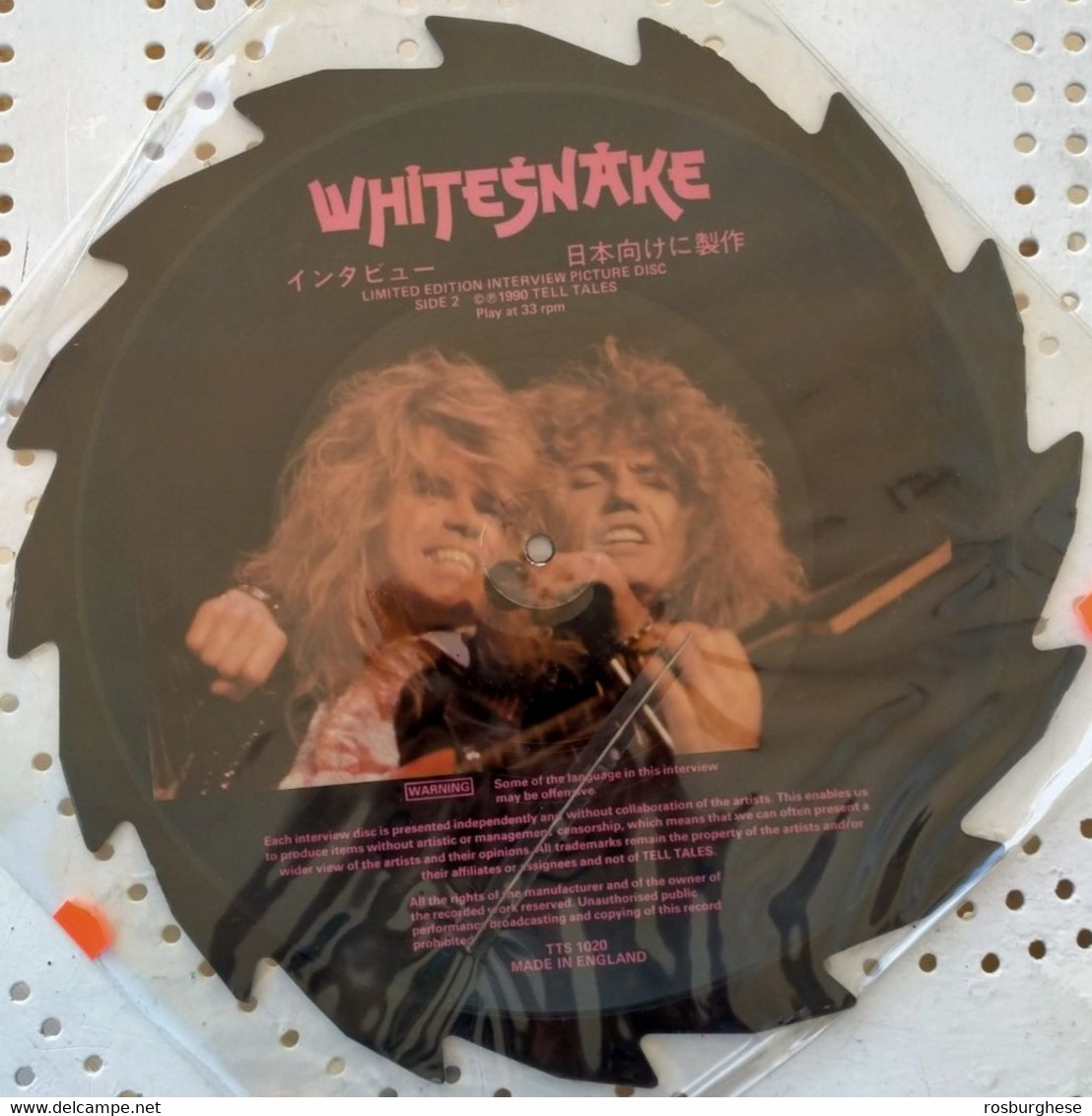 WHITESNAKE Limited Edition Interview Picture Disc 12" Vinile SAGOMATO SHAPE A Forma Di Lama NUOVO - Editions Limitées