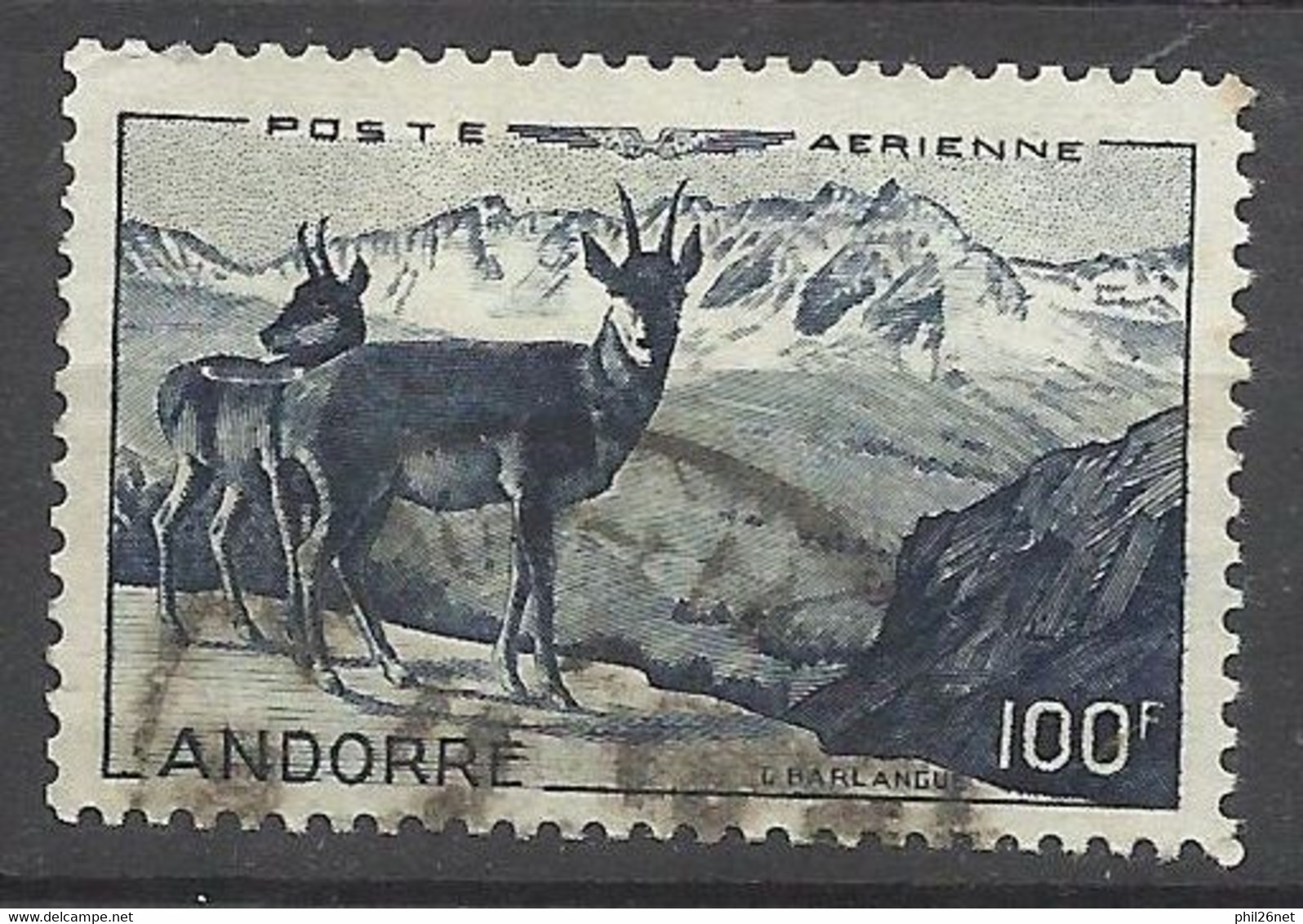 Andorre  Poste Aérienne N° 1   Oblitéré     B/TB   Pas Facile  à Trouver ! ! !      Voir Scans    Soldé ! ! ! - Poste Aérienne