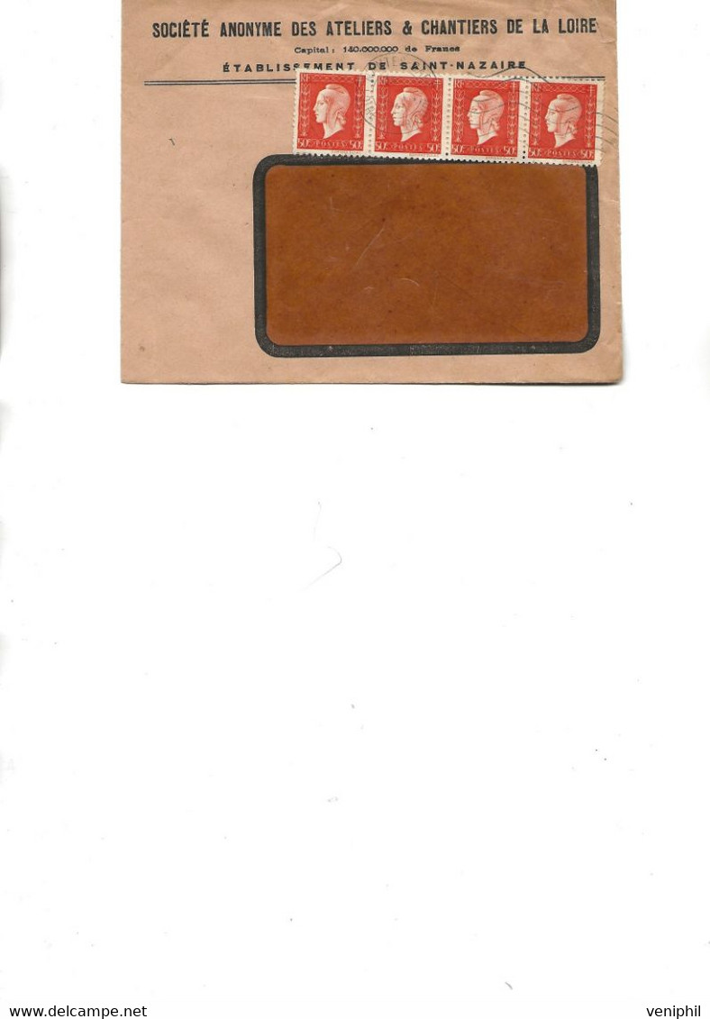 LETTRE COMMERCIALE AFFRANCHIE N° 685 BANDE DE 4 OBLITEREE CAD NANTES GARE -1945 - 1921-1960: Moderne