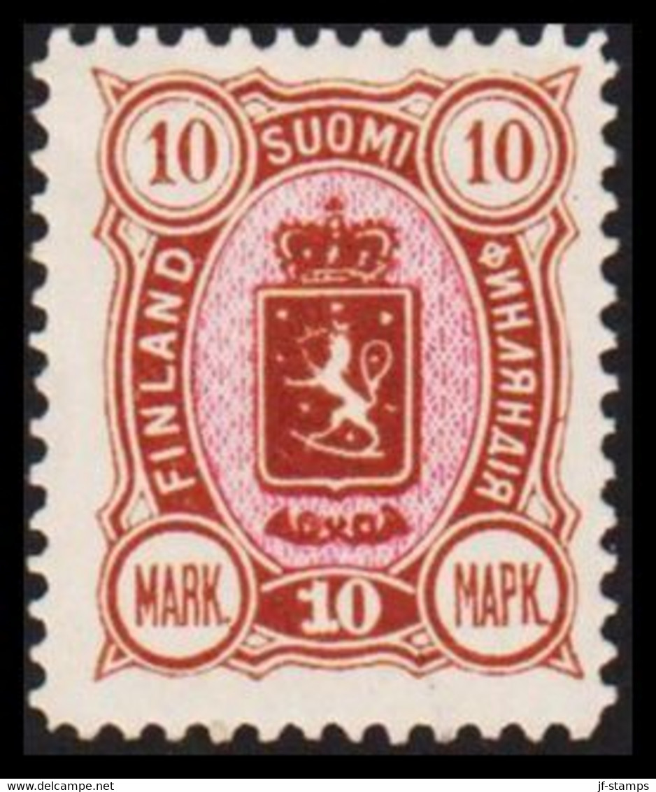 1889. Coat Of Arms. "Three-numbered". Perf. 12½. 10 Mk. Brown/red. Hinged. (Michel 34) - JF528336 - Ongebruikt