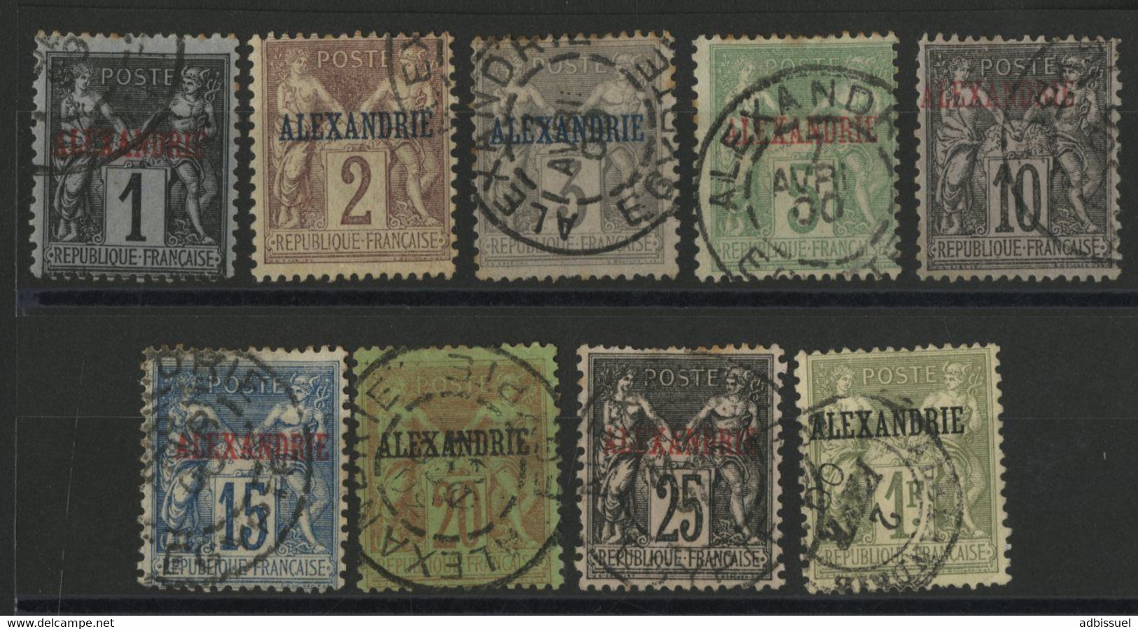 ALEXANDRIE N° 1 à 3 + 5 + 7 + 9 à 11 + 16 Cote 79 €, 9 Valeurs Oblitérées, Quelques Petites Tâches. - Used Stamps