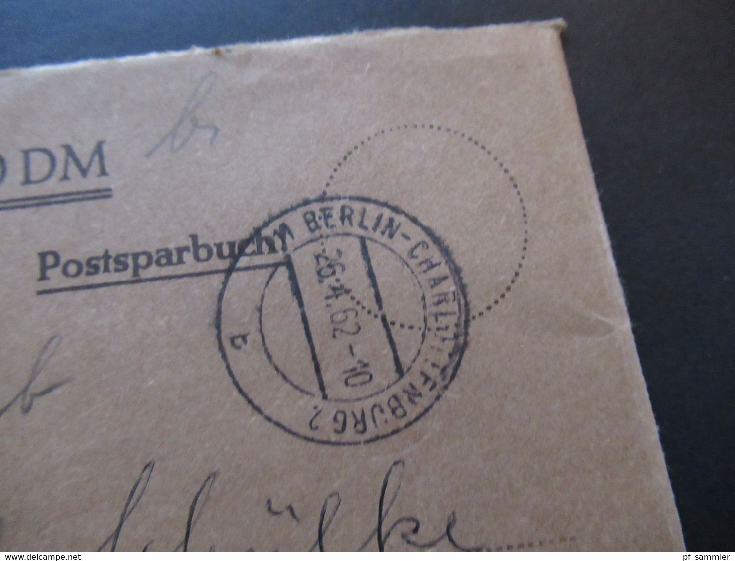 Berlin (West) 1962 Wertbrief V-Zettel Berlin Charlottenburg 2 Postsache Postsparkasendienst Postsparbuch Wert 500 DM - Briefe U. Dokumente