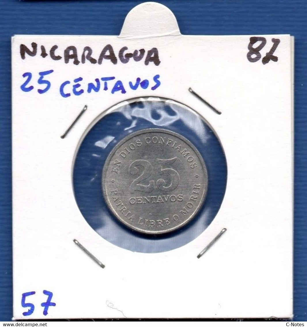 NICARAGUA - 25 Centavos 1987 -  See Photos -  Km 57 - Nicaragua