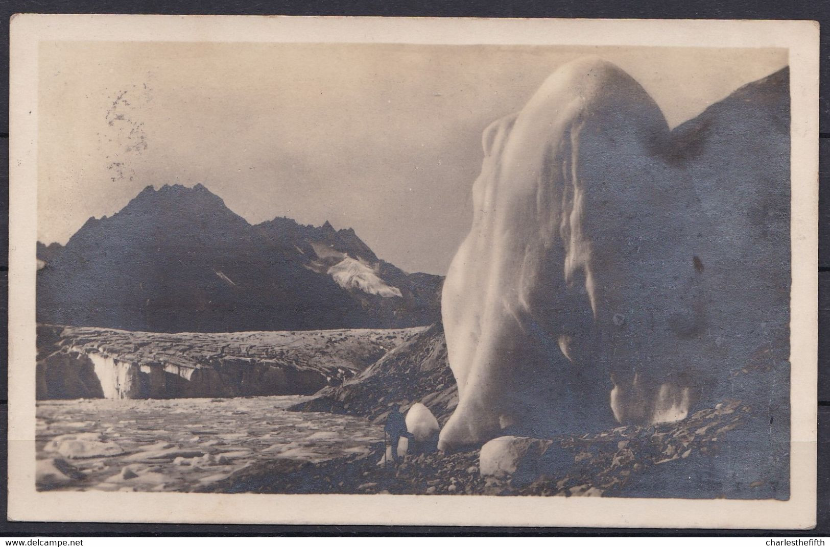 CARTE PHOTO ARGENTIQUE AUTHENTIQUE * Valais Marjelensee - Seracs Gegen Des Dreieckhorn * RARE ! - Lens