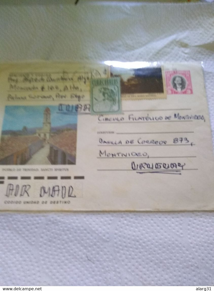 Cuba.pstat Cover 1982 Famous Trinidad Church Tower To Uruguay.cover From Trinidad To Arge.reg Post E7 Conmems.1 /2 Cover - Briefe U. Dokumente