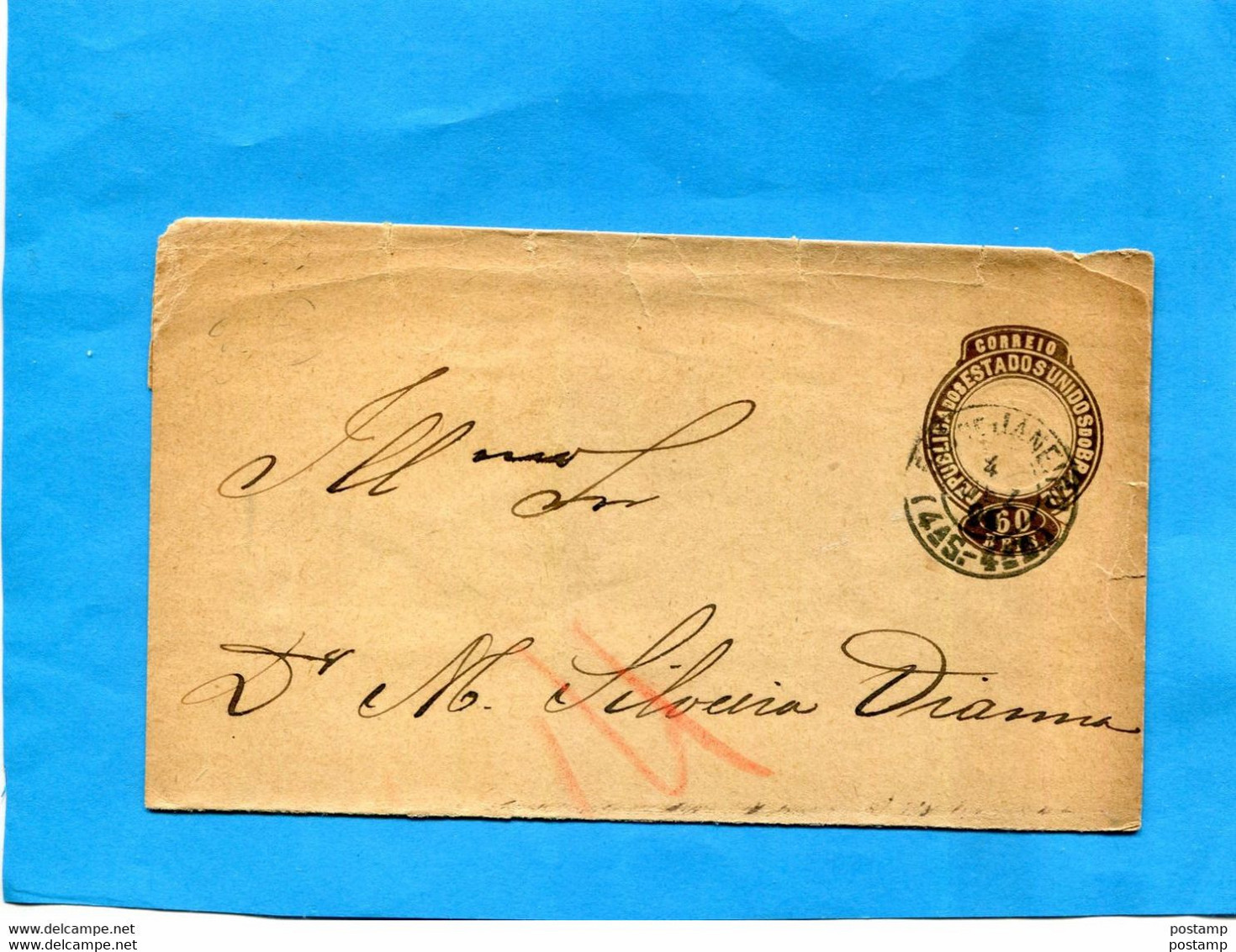 MARCOPHILIE- BRESIL Estados Unido  -letter Entier  Postal Stationery 60  Marron- A Voyagé 1894 - Cartas & Documentos