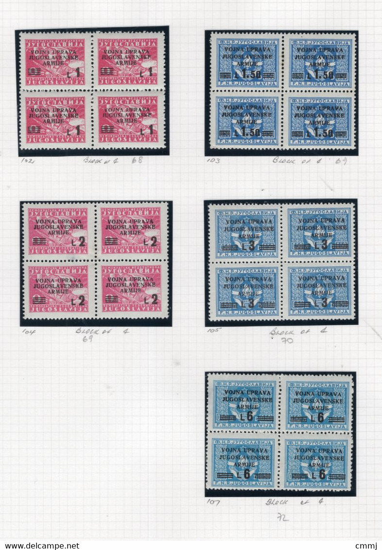 1947 - AMMINISTRAZIONE  MILITARE JUGOSLAVA - Unif: (67+68+69+70+72) X3-  LH -  (W028.....) - Joegoslavische Bez.: Trieste