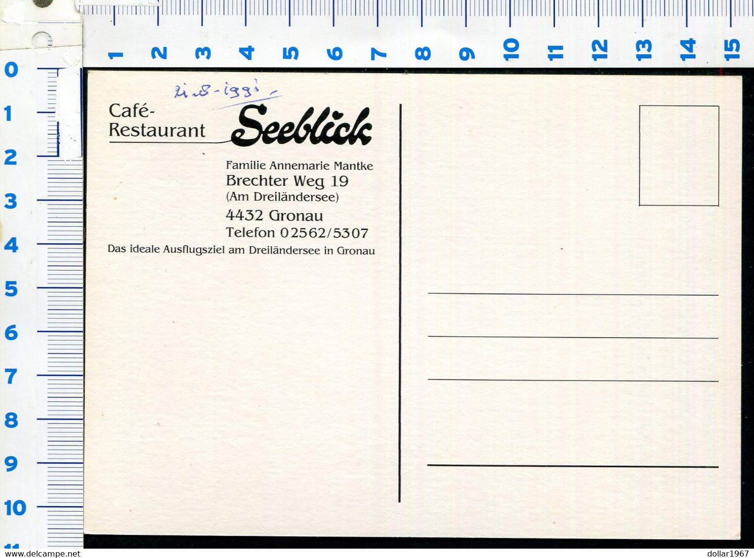 Cafe- Rest. Seeblik , Brechterweg 19 4432 Gronau -  Not  USED  -  2 Scans For Condition.(Originalscan !!) - Gronau