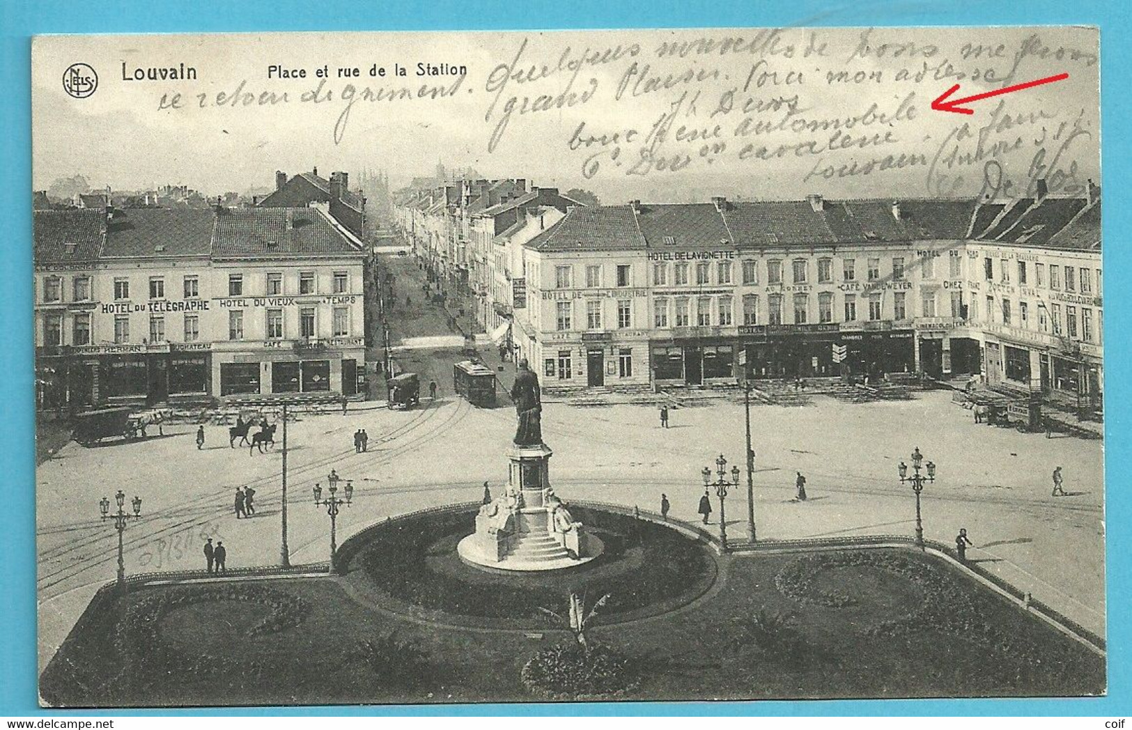 Kaart Stempel LEUVEN / LOUVAIN 3D Op 16/08/1914 Naar GHLIN Op 20/08/1914 (Offensief W.O.I) - Zona No Ocupada