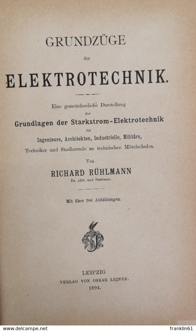 Grundzüge Der Elektrotechnik. - Technique