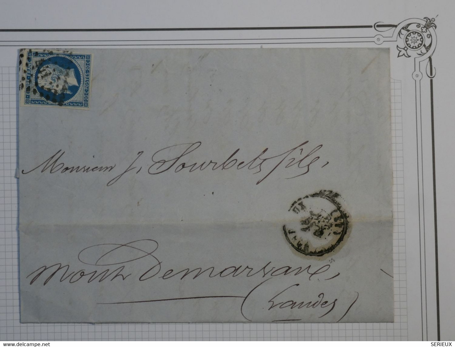 BL12 FRANCE  BELLE LETTRE  1856 MONT DE MARSAN +N°14  + +AFFRANCH. INTERESSANT++ + - 1853-1860 Napoleon III