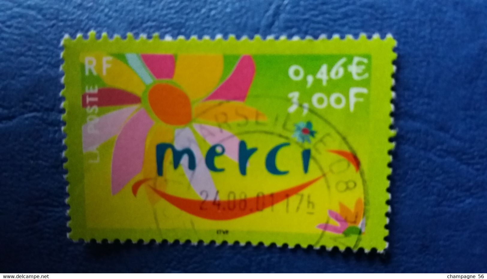 FRANCE 2001 N° 3379  OBLITERE COULEUR DEPLACER 24.08.01   LAMPE U V - Used Stamps