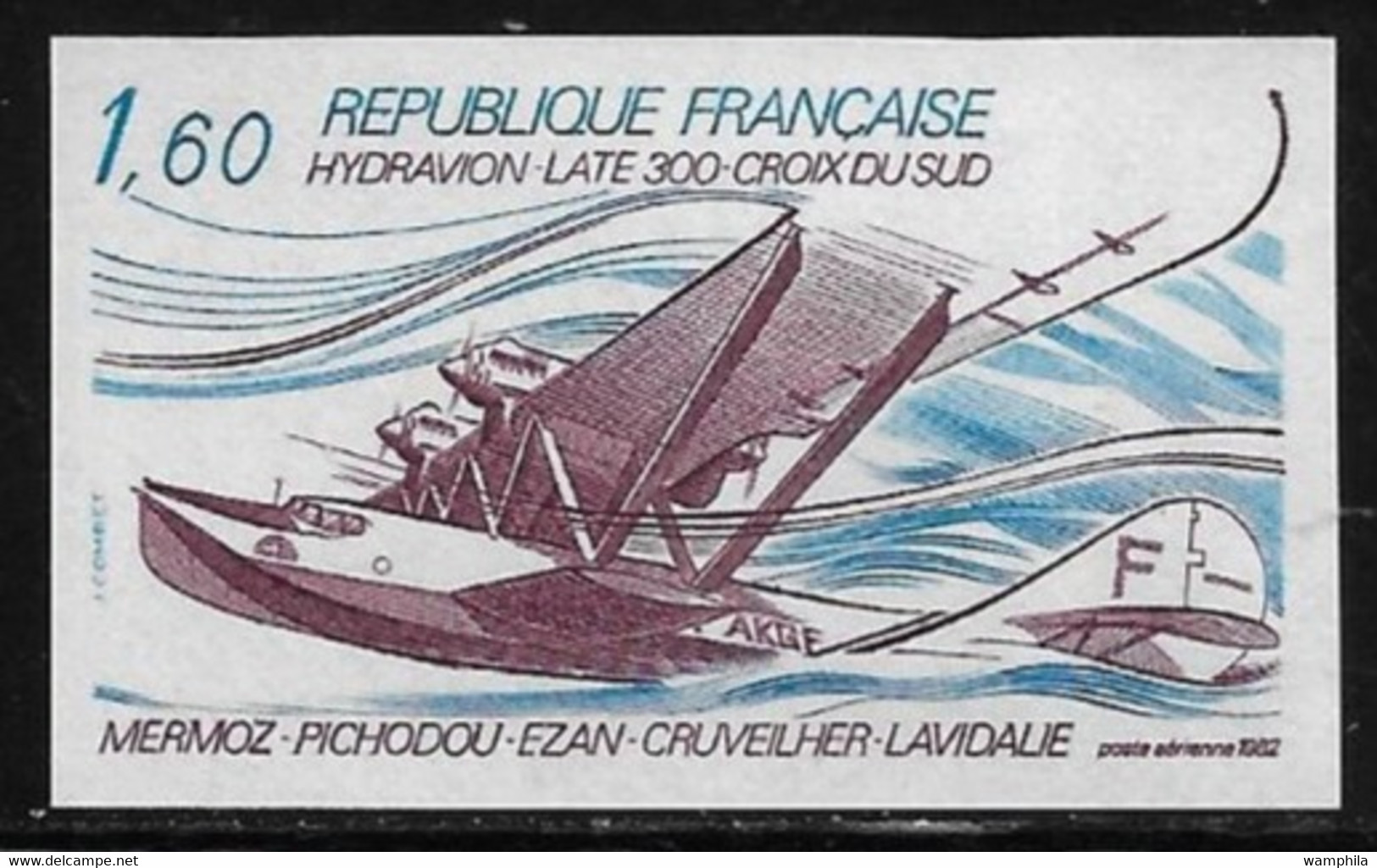 France Non Dentelé P.A N°56**, Hydravion Laté 300 "Croix Du Sud" Cote 60€.. - 1981-1990