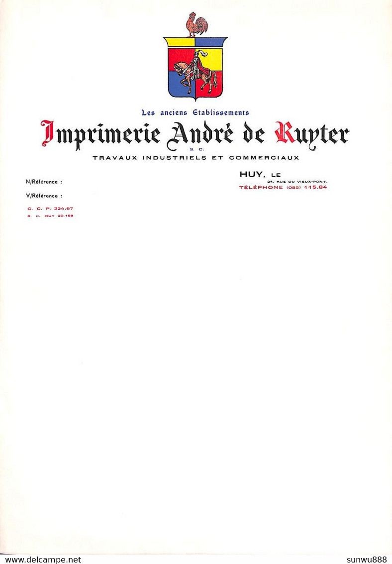 Huy - Imprimerie André De Ruyter Papier Blason Vierge - Imprimerie & Papeterie