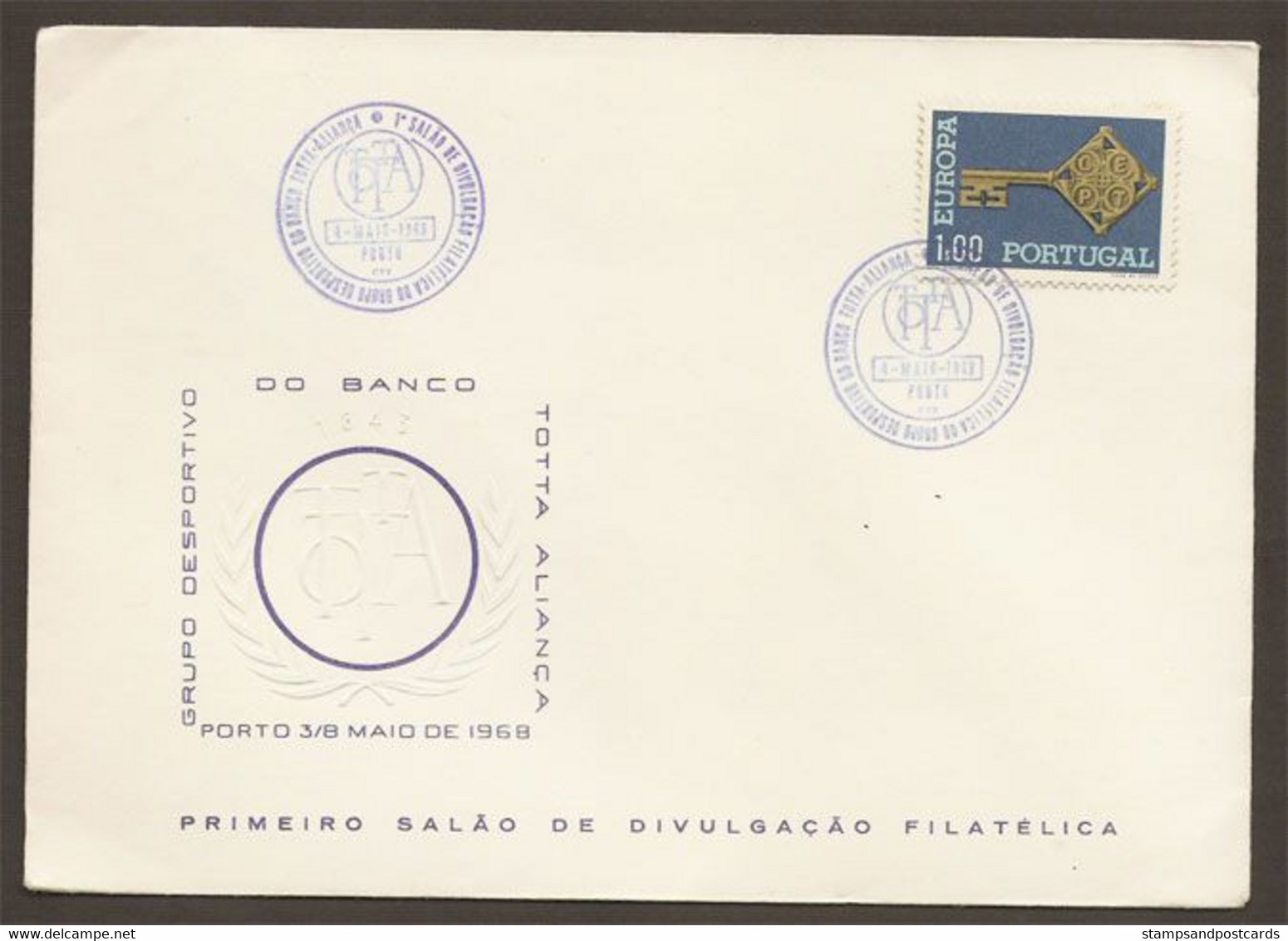 Portugal Cachet Commémoratif Expo Philatelique Banque Totta Aliança 1968 Event Postmark Totta Bank - Flammes & Oblitérations