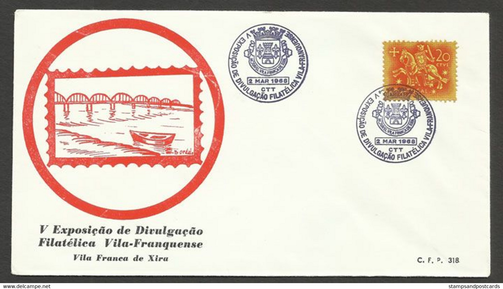 Portugal Cachet Commemoratif Expo Philatelique Vila Franca De Xira 1968 Philatelic Expo Event Postmark - Flammes & Oblitérations