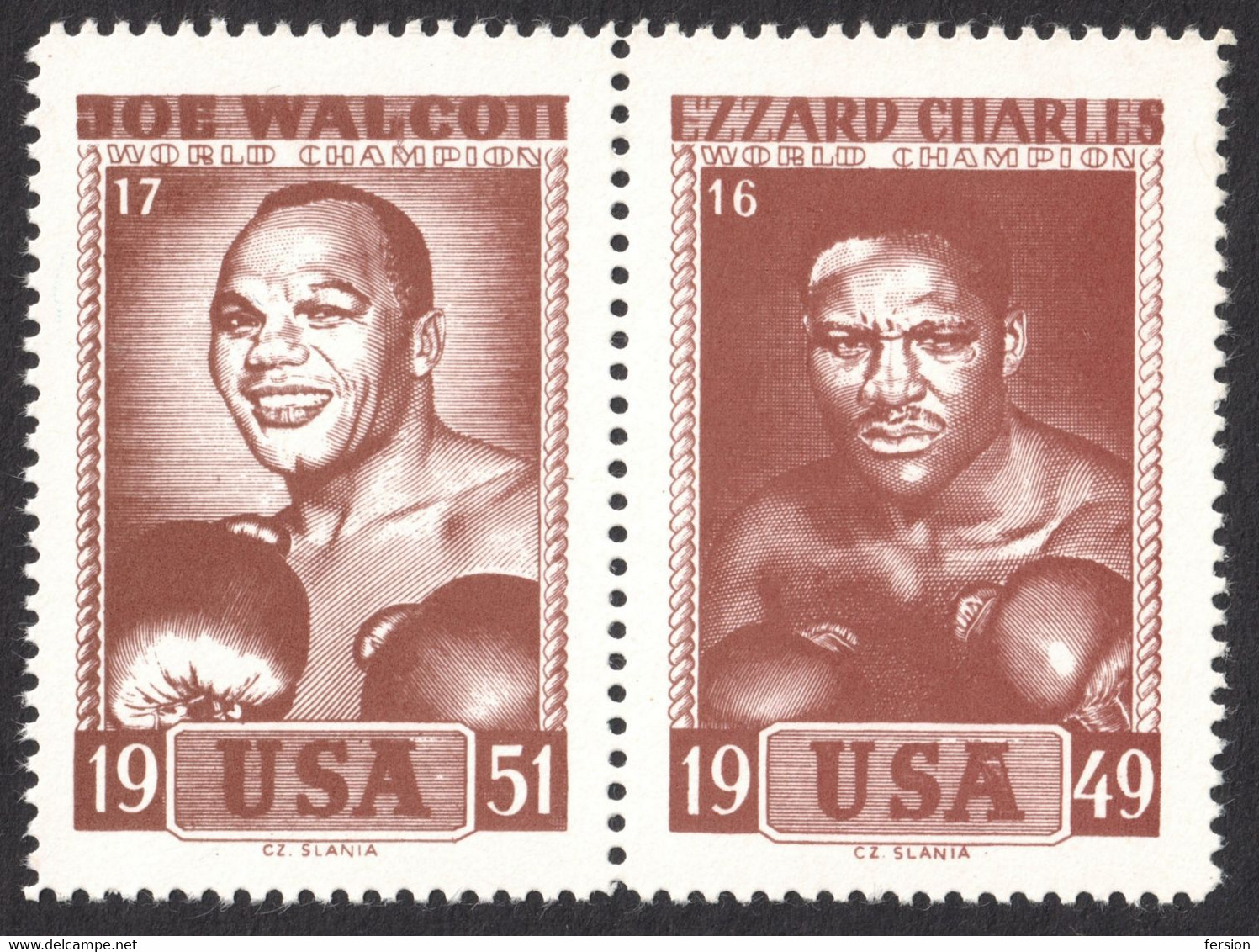 BOX Joe Walcott Ezzard Charles America Professional CINDERELLA VIGNETTE LABEL Boxing 1951 1949 USA Sport WORLD CHAMPION - Sin Clasificación