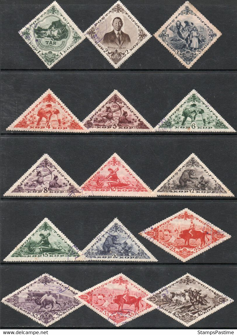 TOUVA- TANNU TUVA Serie Completa X 22 Sellos Usados TREN, CAMELLOS, OSO, GUERRA Año 1936 – Valorizada En U$S 32.95 - Tuva