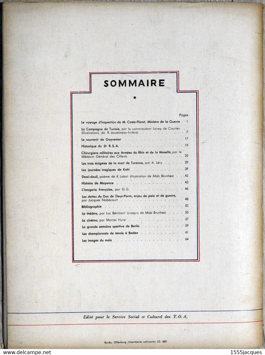 REVUE D’INFORMATION DES TROUPES FRANÇAISES D’OCCUPATION EN ALLEMAGNE N° 25 10-1947 GUYNEMER TURENNE MAYENCE COSTE-FLORET