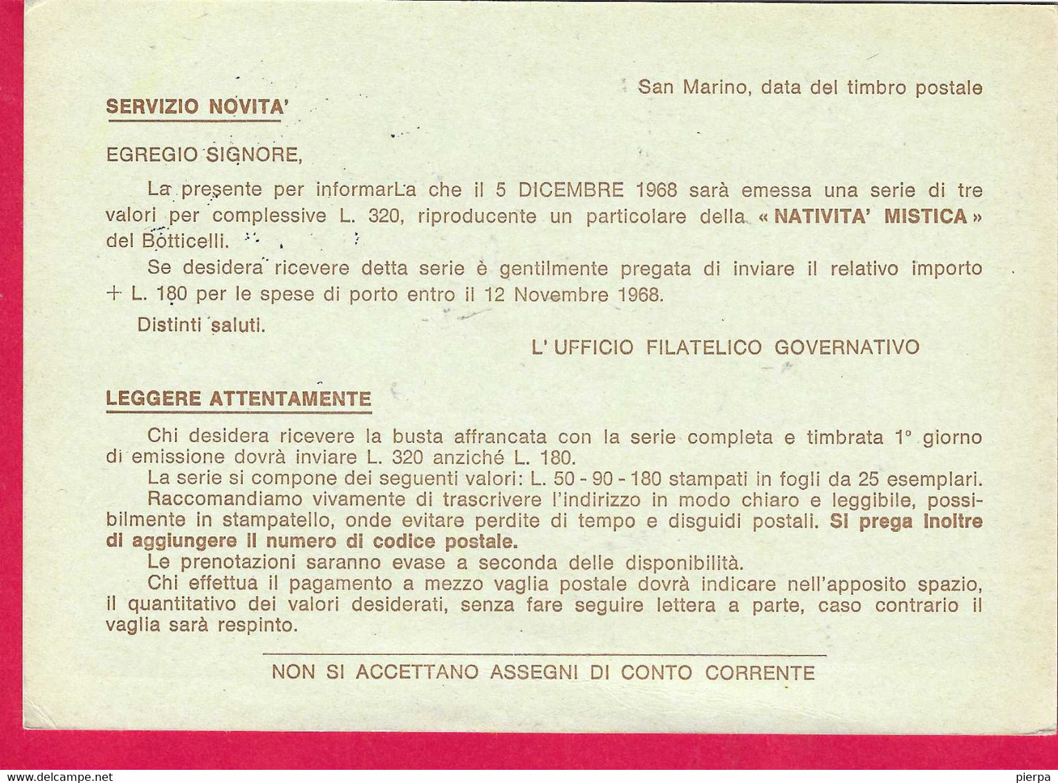 SAN MARINO - CARTOLINA POSTALE LIRE 40 CON REPIQUAGE (INT. 33B) SENZA NUMERAZIONE*15.10.67* PER TOLMEZZO - Covers & Documents