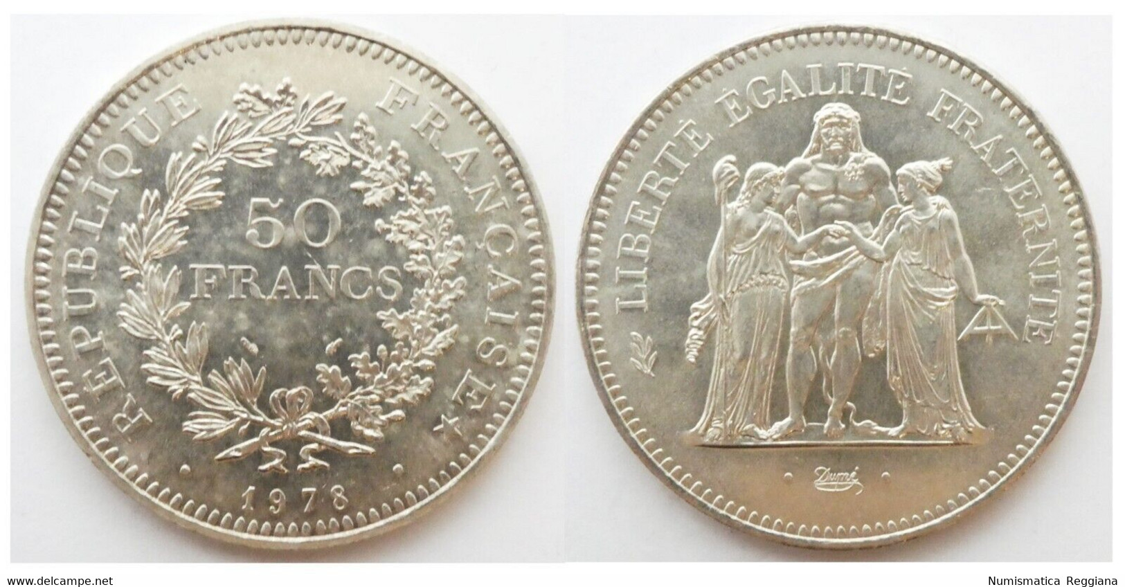 FRANCIA - 50 Franchi Hercules 1978 Argento - 50 Francs