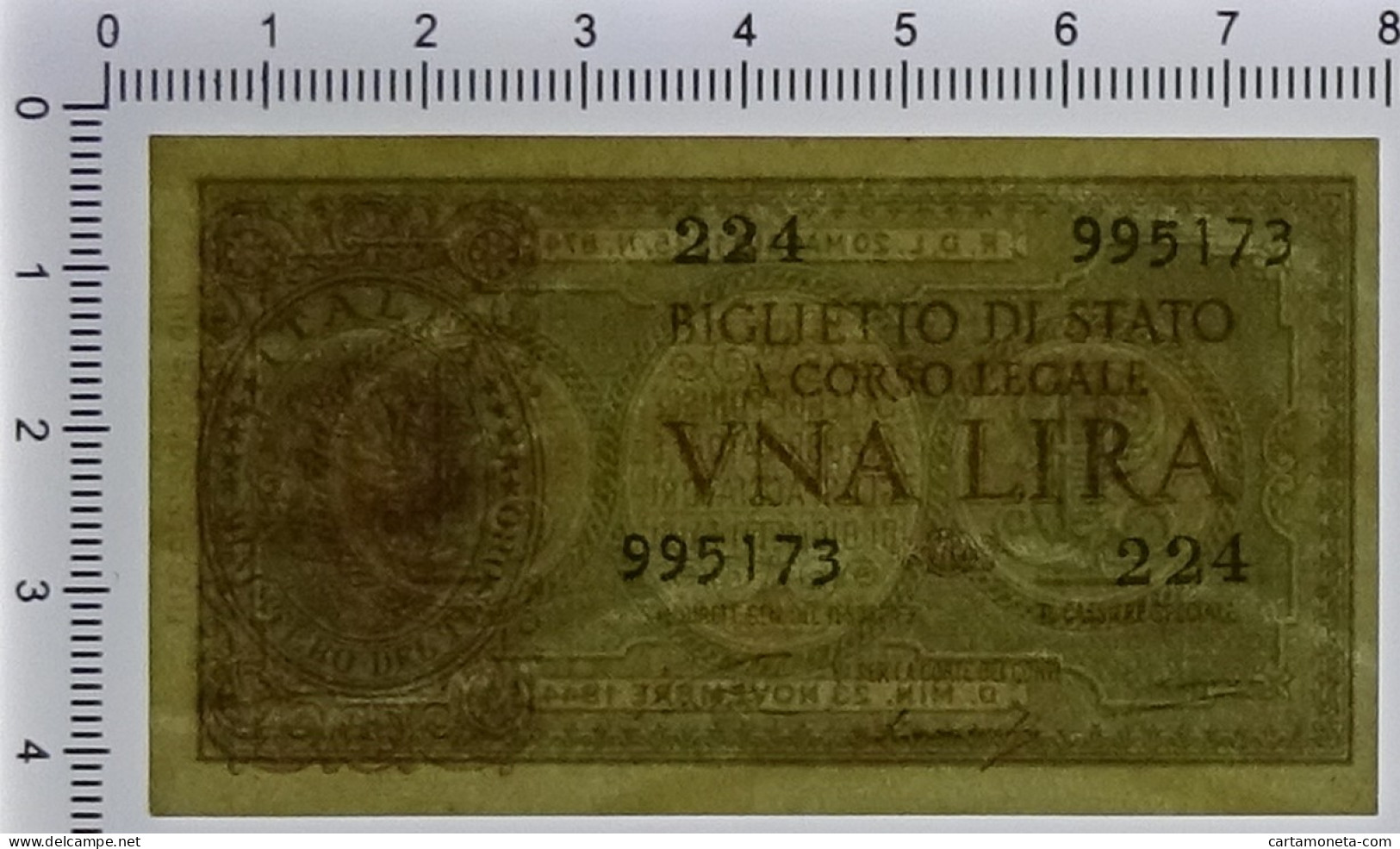 1 LIRA BIGLIETTO DI STATO LUOGOTENENZA UMBERTO VENTURA 23/11/1944 FDS - Andere