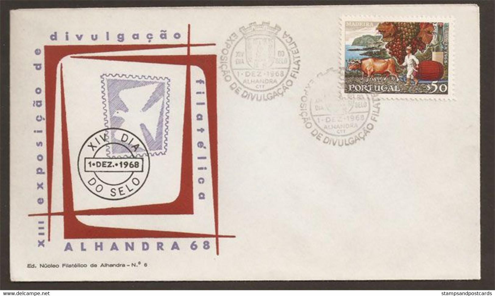 Portugal Cachet Commémoratif  Journée Du Timbre Expo 1968 Alhandra Event Postmark Stamp Day - Flammes & Oblitérations