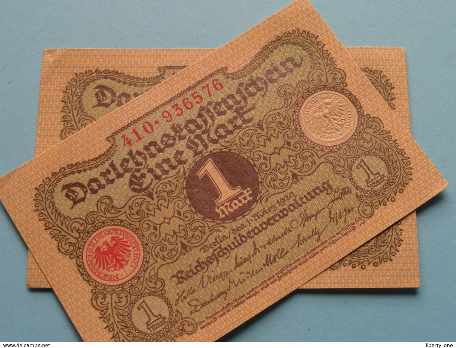 Darlehnskassenschein EINE Mark ( 2 Stuck ) Berlin 1920 ( For Grade, Please See Photo ) ! - 1 Mark