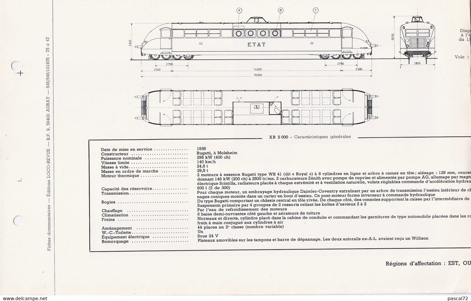 XB 2000 FICHE DOCUMENTAIRE DOUBLE LOCO REVUE N° 545/546 OCTOBRE 1975 - Frans