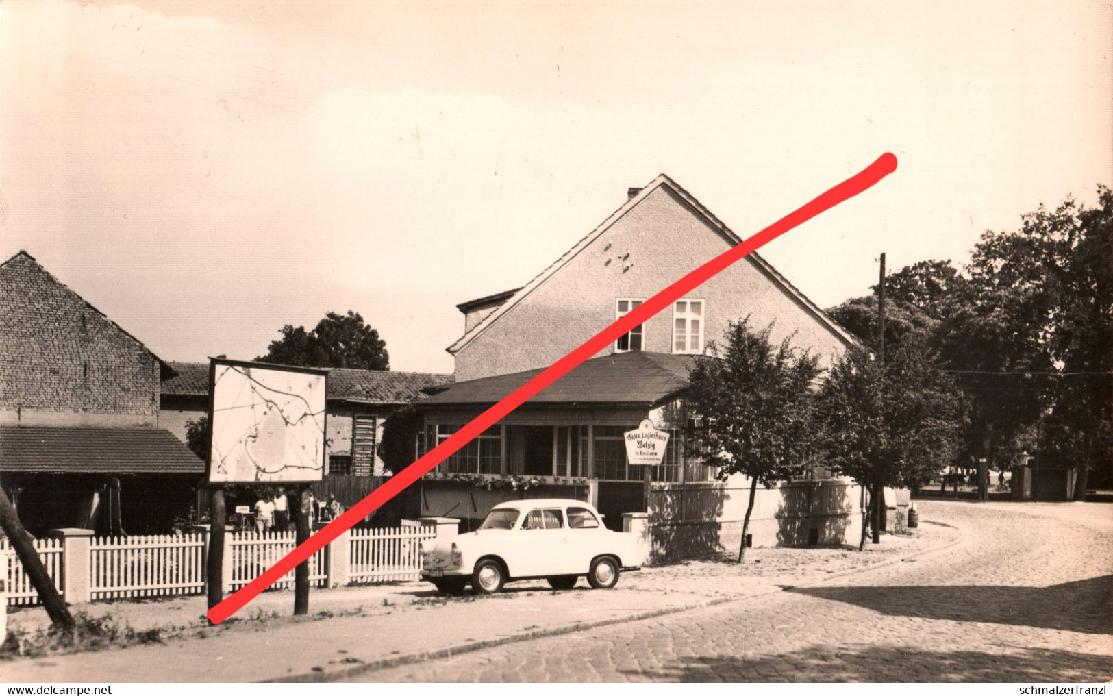 AK Wolzig Gasthaus Logierhaus Am Kanal Trabant A Kummersdorf Blossin Storkow Königs Wusterhausen DDR - Storkow