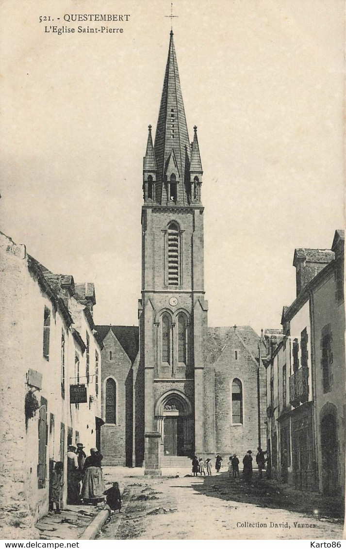 Questembert * Rue Du Village Et église St Pierre * Enfants Villageois - Questembert