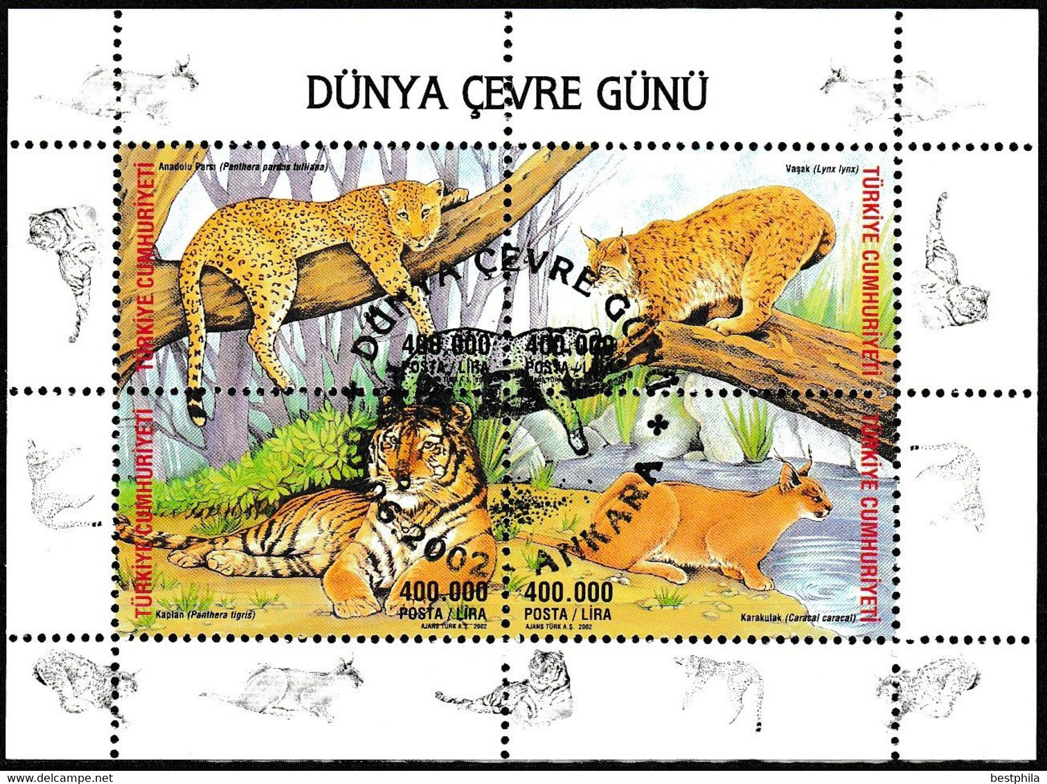 Turkey, Türkei - 2002 - World Environment Day (predatory Animal) - 1.Mini S/Sheet - USED - Gebruikt