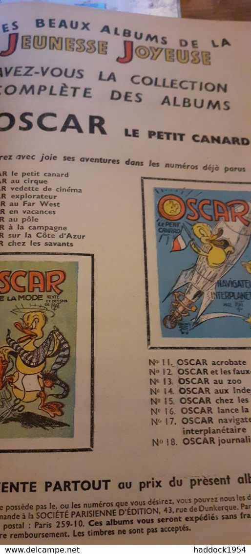 Oscar Journaliste MAT Société Parisienne D"édition 1961 - Oscar