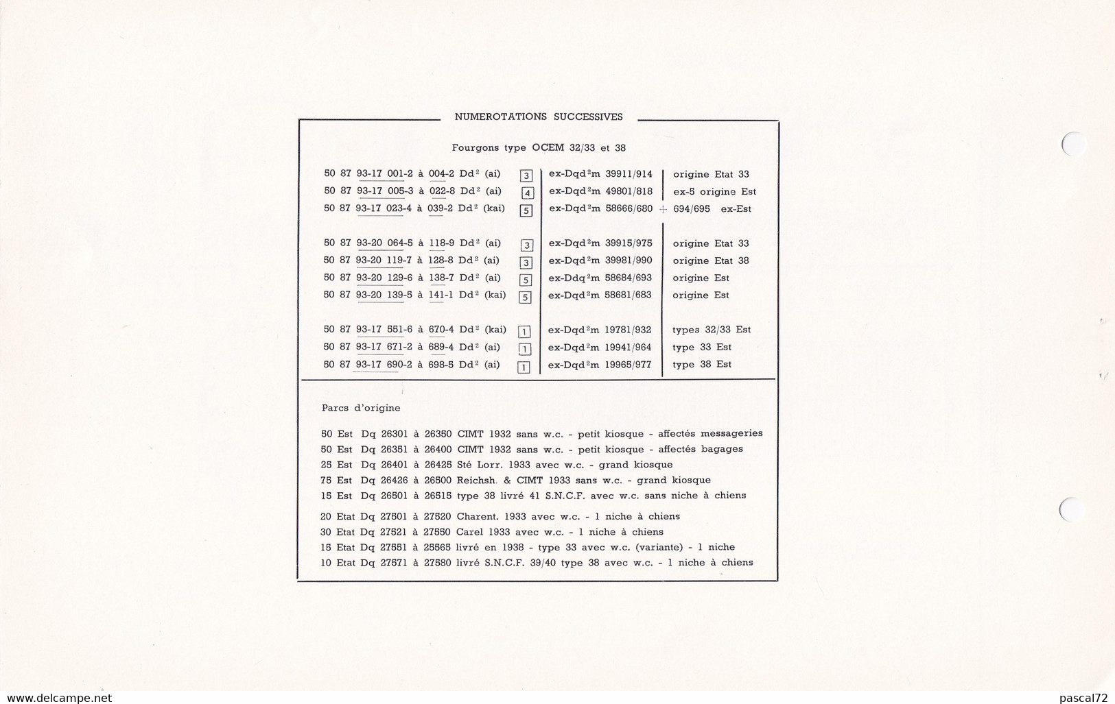 FOURGON TYPES OCEM FICHE DOCUMENTAIRE DOUBLE LOCO REVUE N° 588/589 JUILLET 1976 - Français