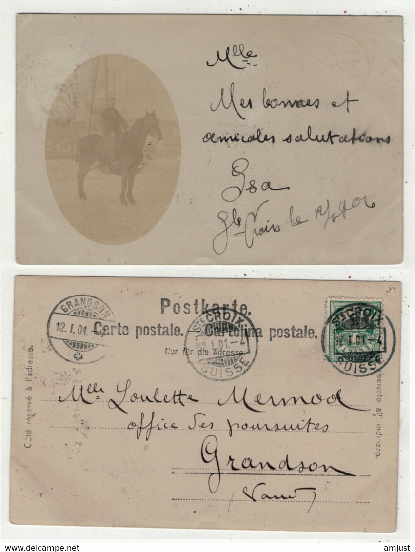 Suisse // Schweiz // Switzerland //  Vaud // Sainte-Croix ?, Personnage à Cheval (Carte Photo) - Sainte-Croix 