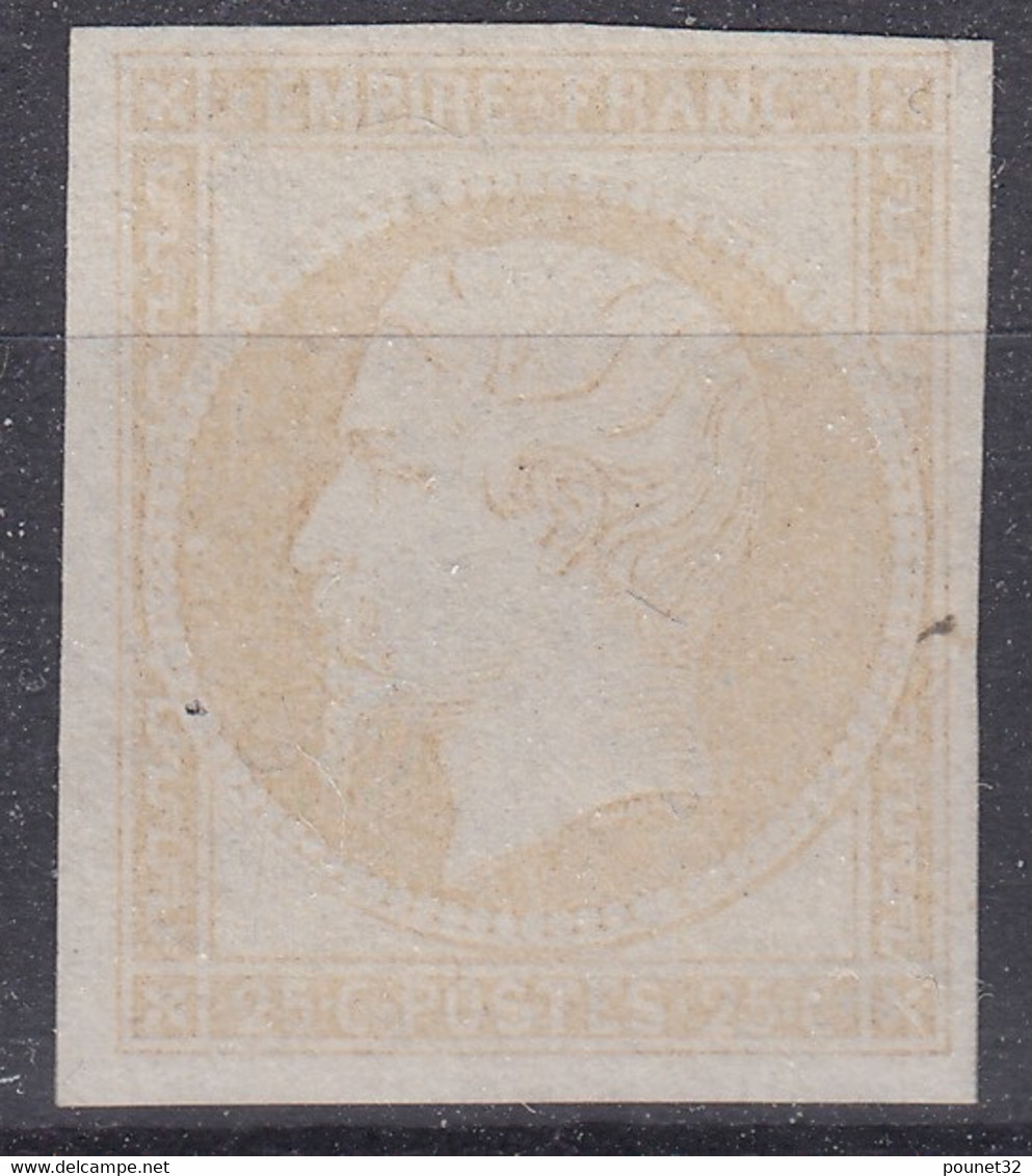 FRANCE : ESSAI DU NAPOLEON III 25c JAUNE TRES PALE NEUF SANS GOMME - Proofs, Unissued, Experimental Vignettes