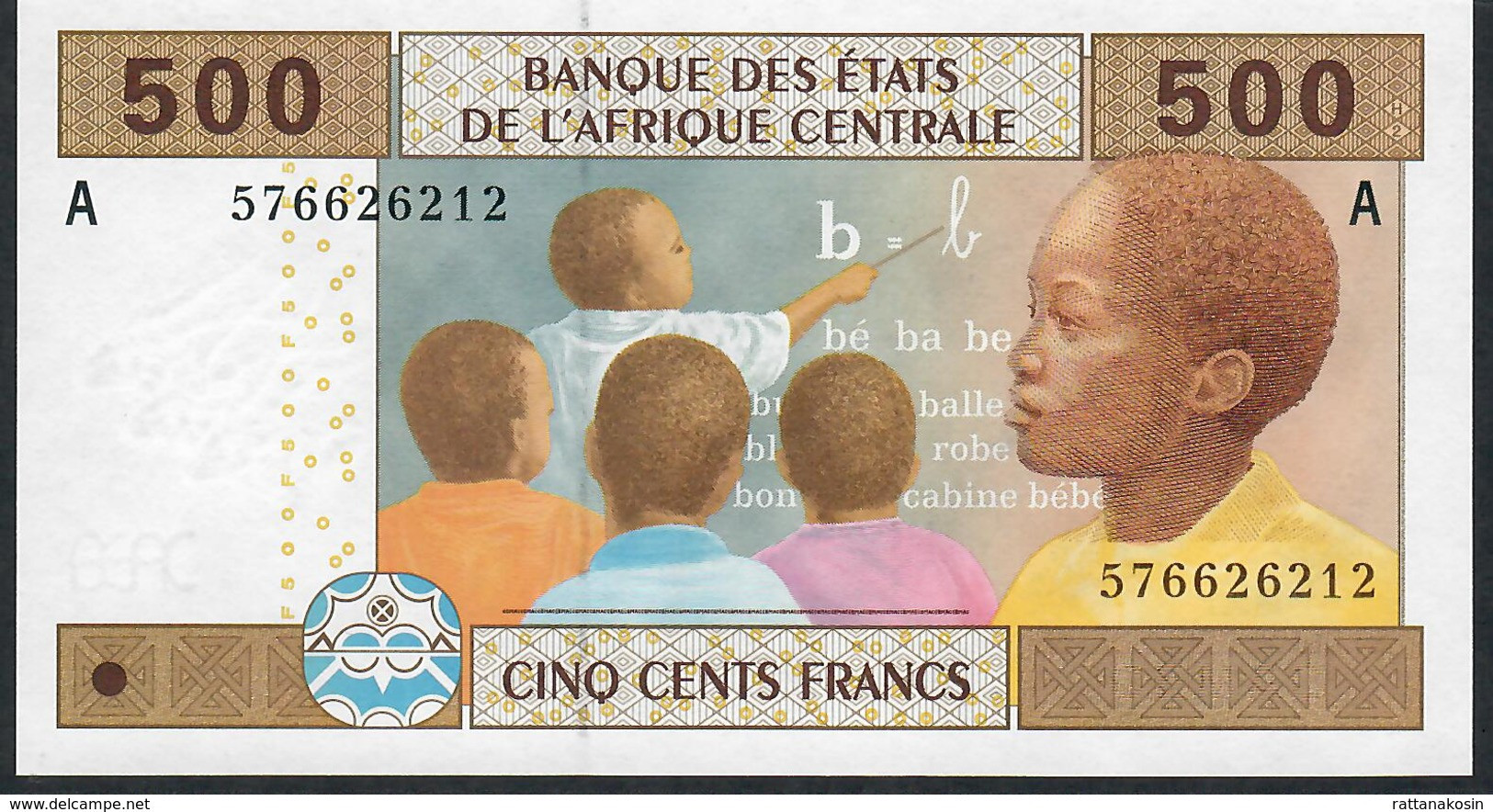 C.A.S. LETTER A GABON  P406Ac 500 FRANCS 2002 UNCOMMON SIGNATURE 11  UNC.