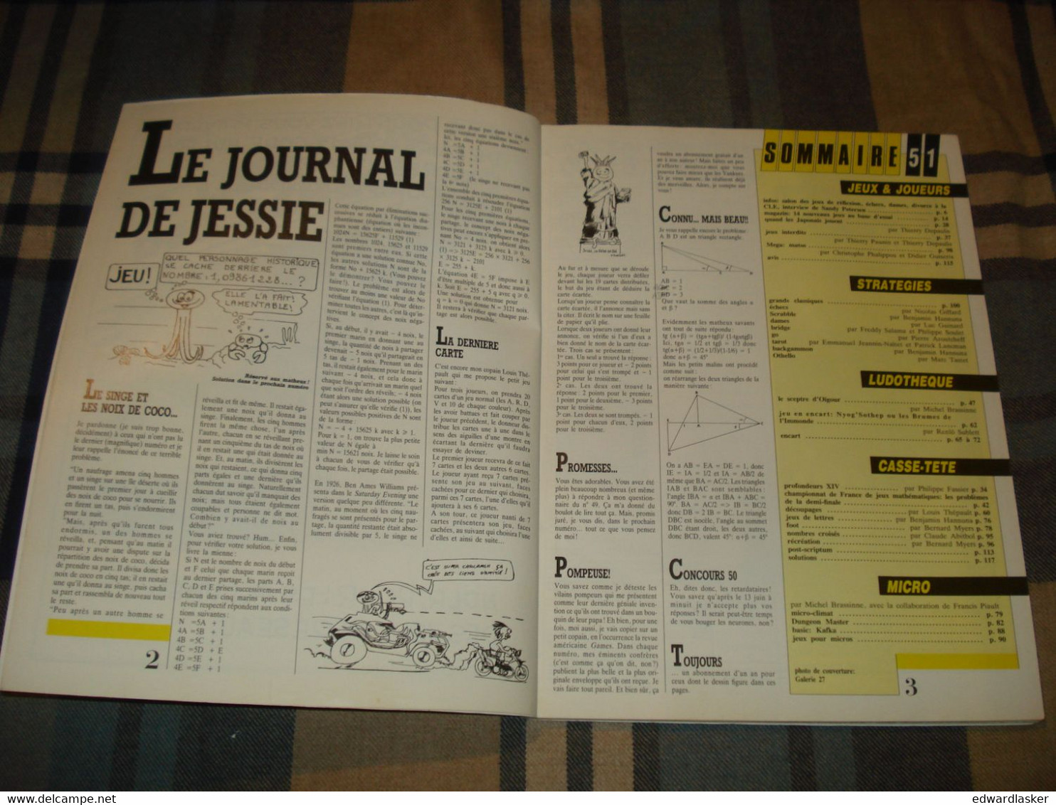 Revue JEUX ET STRATEGIE N°51 - 1988 - échecs, Jeux De Rôle, Appel De Cthulhu Etc - Giochi Di Ruolo