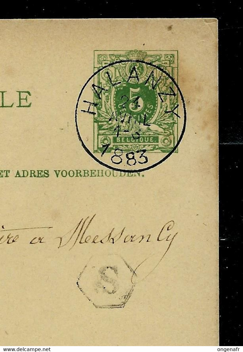 Entier. Obl. HALANZY 24/07/1883  Pour Messancy + Boîte Urbaine  Héxagonal ( S ) - Correo Rural