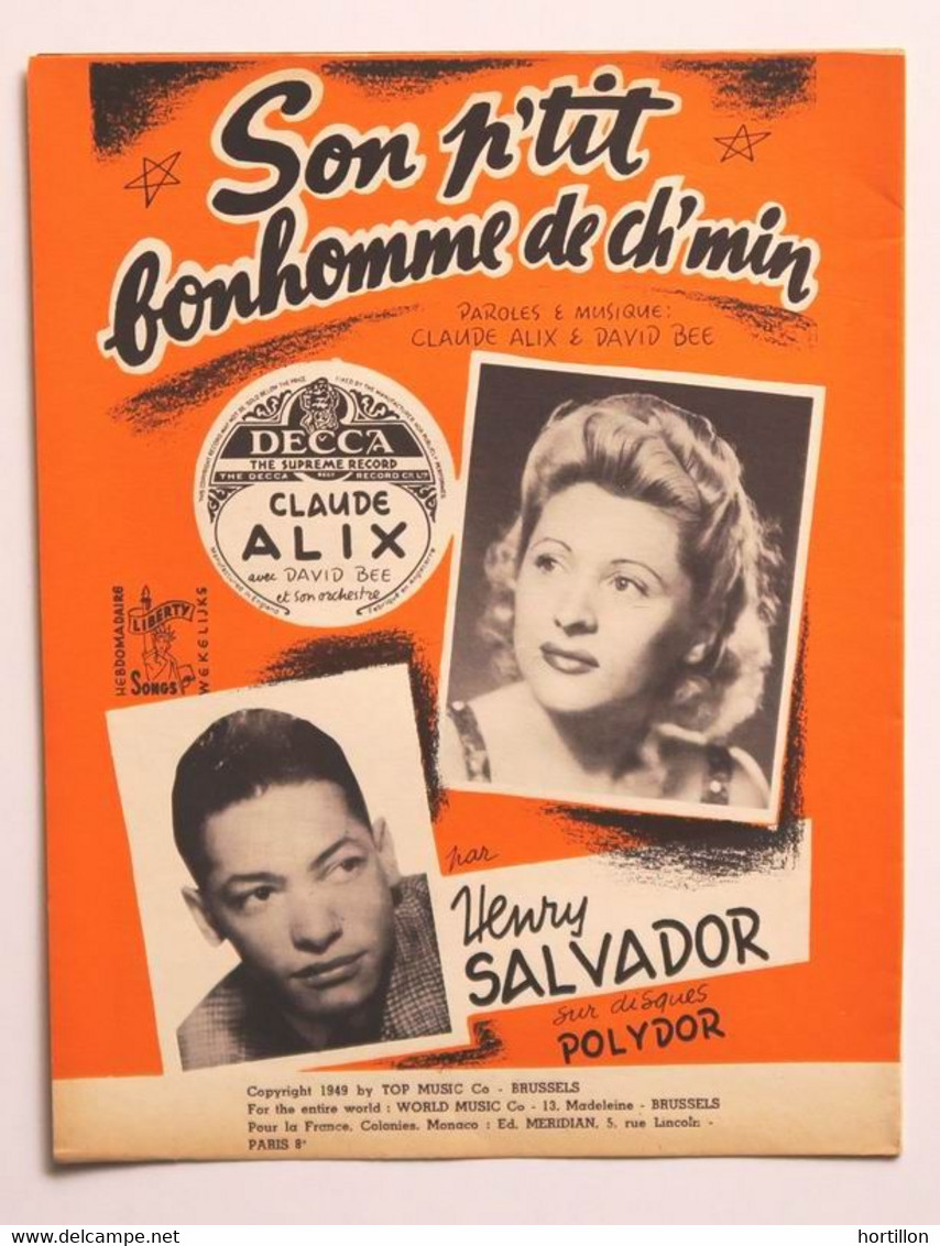 Partition Vintage Sheet Music HENRI SALVADOR : Son P'tit Bonhomme - Liederbücher