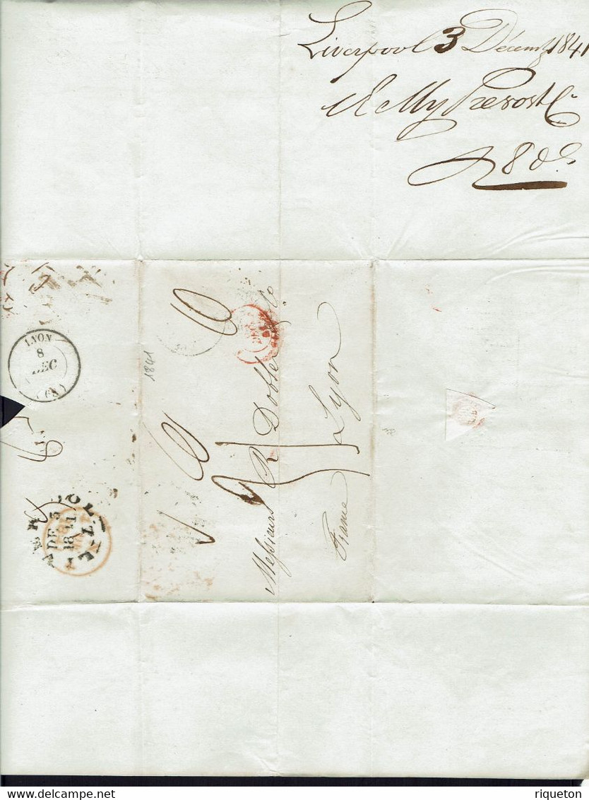 Grande-Bretagne. Lettre De Liverpool Du 3 Décembre 1841 Pour La France. Taxe Manuscrite 31 P. TB. - ...-1840 Precursores