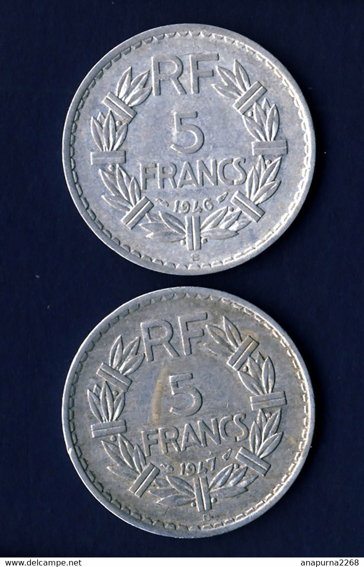 FRANCE ....  2 PIECES DE 5 FRANCS       1946    1947    ..B - 5 Francs