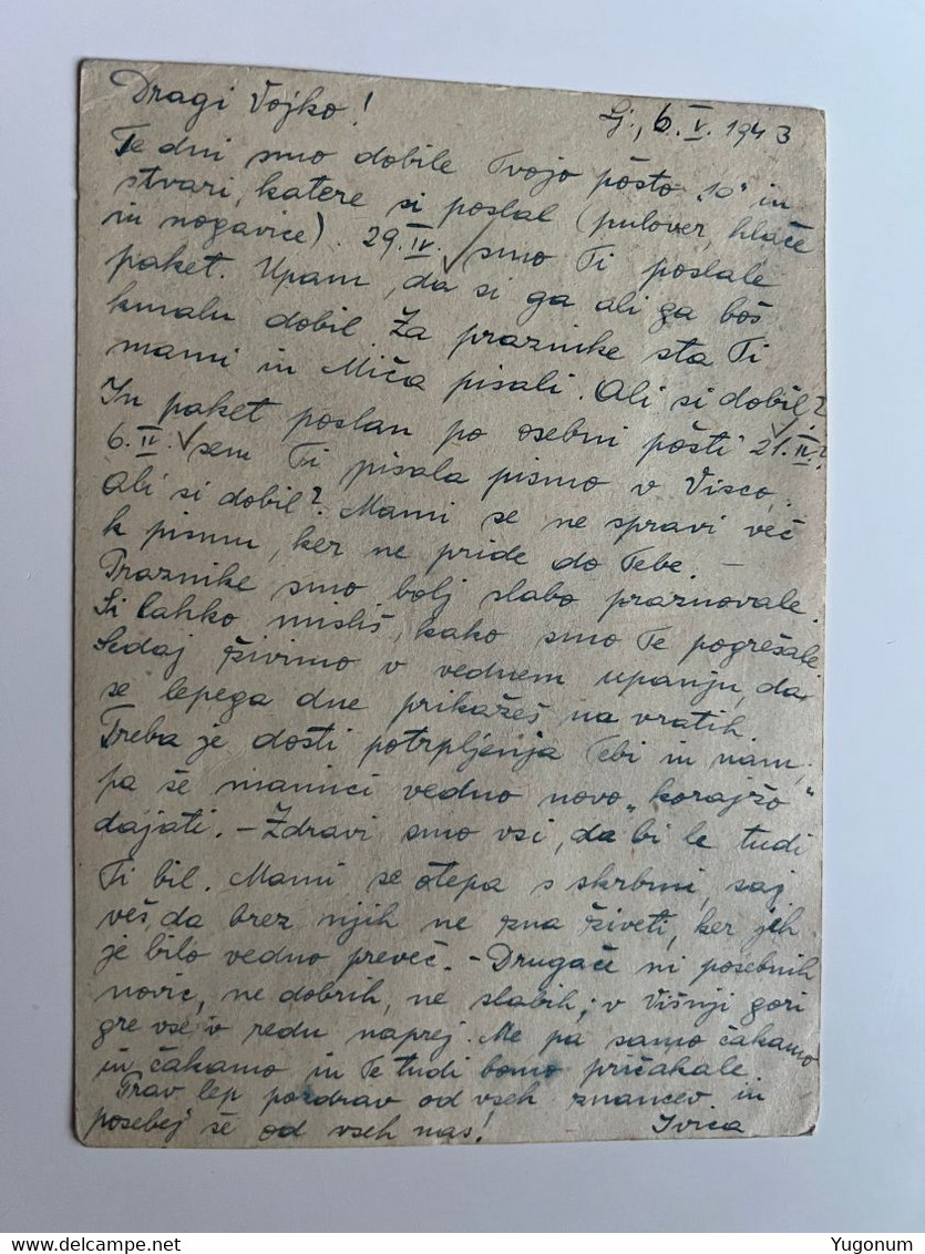 ITALY WWII 1943 Stationary Sent From LUBIANA -> Concenetration Camp VISCO, Redirected To GONARS  (No 1892) - Lubiana